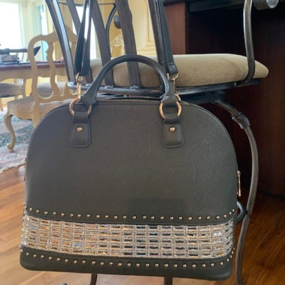 Large Gray Bling Bag